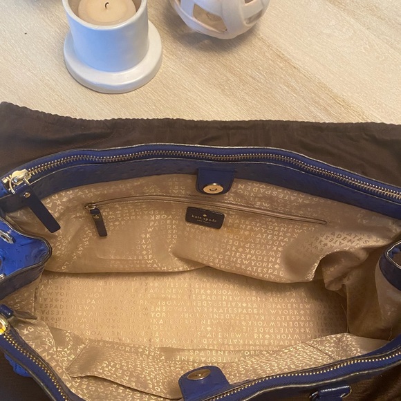 Kate Spade Navy Ostrich Print Tote - Picture 5 of 8